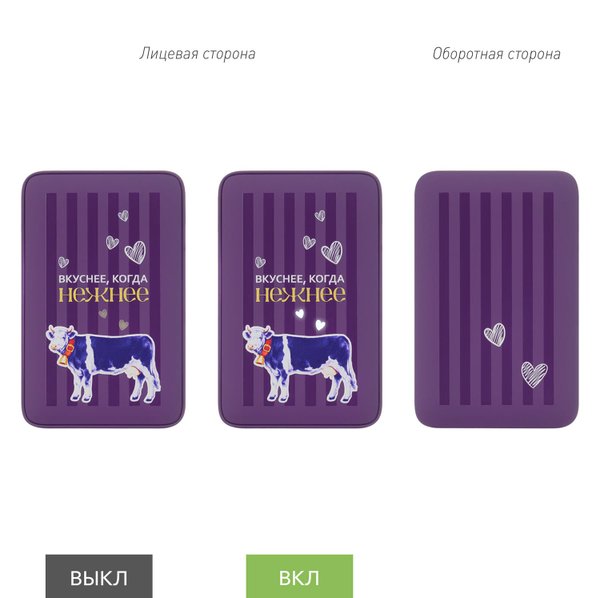 Внешний аккумулятор с подсветкой Анкор (Ancor) 5000 mAh, фиолетовый