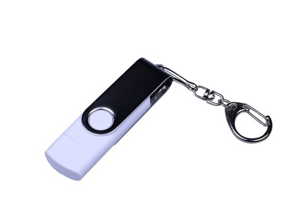 USB 2.0/micro USB/Type-C- флешка на 64 Гб c поворотным механизмом - USB 2.0/micro USB/Type-C- флешка на 64 Гб c поворотным механизмом