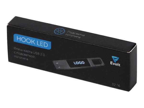USB 2.0- флешка на 32 Гб c подсветкой логотипа «Hook LED» - USB 2.0- флешка на 32 Гб c подсветкой логотипа «Hook LED»