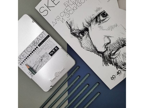 Набор из 12 чернографитовых карандашей «Sketch & Art» В - 14В - Набор из 12 чернографитовых карандашей «Sketch & Art» В - 14В