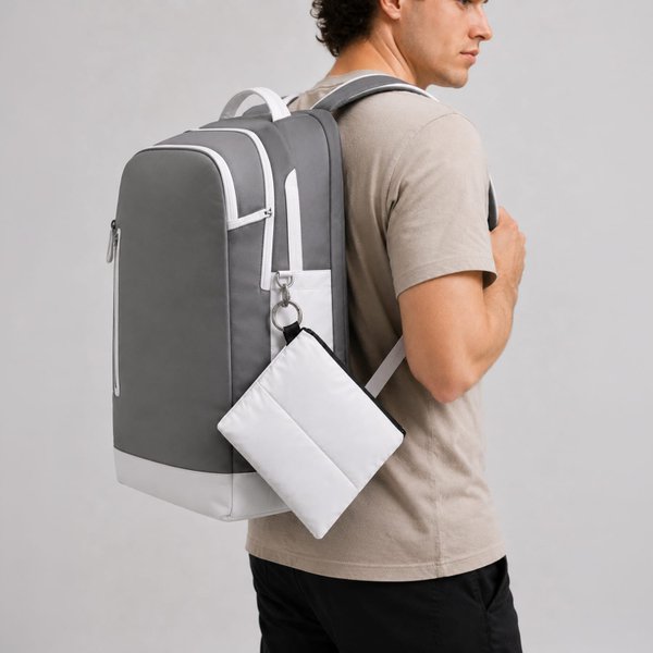 Органайзер для мелочей Superbag Bubble, стёганый, на молнии, с креплением на кольцо-карабин - Органайзер для мелочей Superbag Bubble, стёганый, на молнии, с креплением на кольцо-карабин (белый)