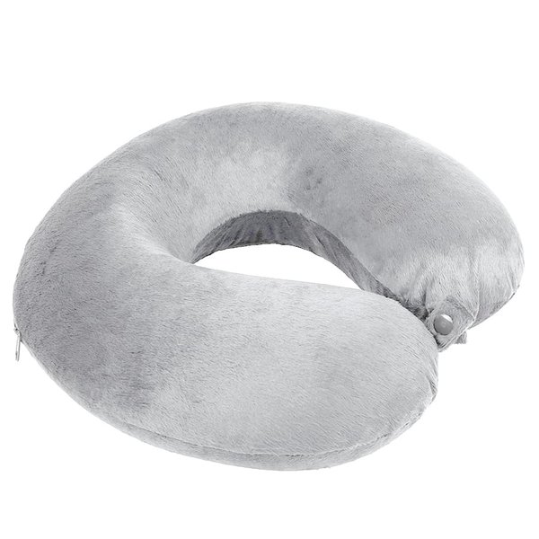 Подушка дорожная "SOFT"; memory foam, микрофибра, черный - Подушка дорожная "SOFT"; memory foam, микрофибра,серый
