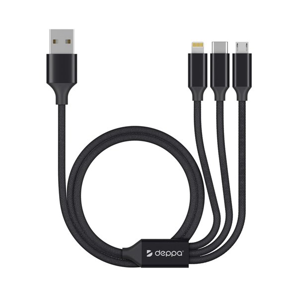 Дата-кабель 3 в 1: micro USB, USB-C, Ligthning, алюминий, 1.2м - Дата-кабель 3 в 1: micro USB, USB-C, Ligthning, алюминий, 1.2м