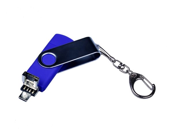 USB 2.0/micro USB/Type-C- флешка на 32 Гб c поворотным механизмом - USB 2.0/micro USB/Type-C- флешка на 32 Гб c поворотным механизмом