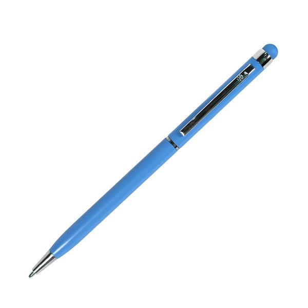 Ручка шариковая со стилусом TOUCHWRITER - TOUCHWRITER, ручка шариковая со стилусом для сенсорных экранов, голубой/хром, металл