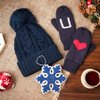 Подарочный набор HUG: варежки, шапка, украшение новогоднее, синий