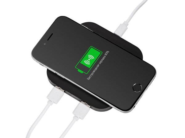 Беспроводная зарядка «Tile» с 2 USB-A, 5 Вт - Беспроводная зарядка «Tile» с 2 USB-A, 5 Вт