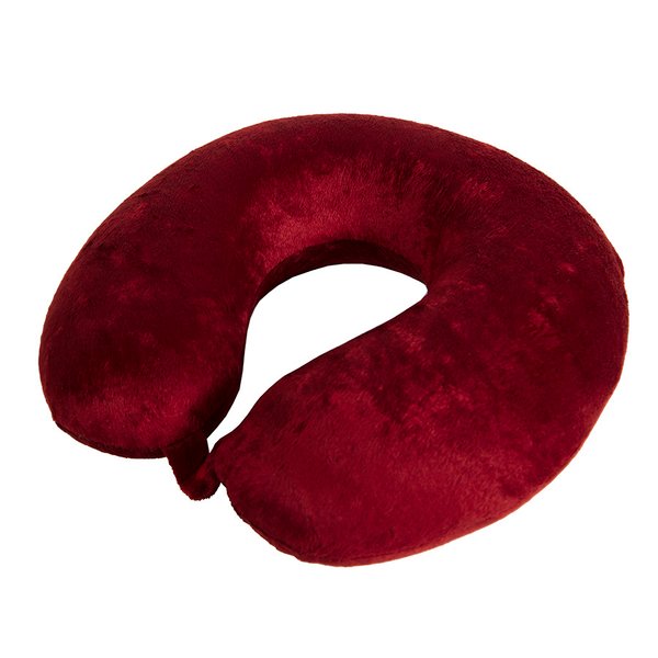 Подушка дорожная "SOFT"; memory foam, микрофибра, черный - Подушка дорожная "SOFT"; memory foam, микрофибра, красный