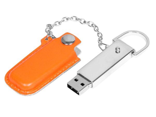 USB 2.0- флешка на 8 Гб в массивном корпусе с кожаным чехлом - USB 2.0- флешка на 8 Гб в массивном корпусе с кожаным чехлом