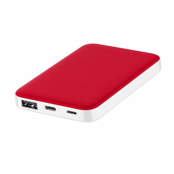 Внешний аккумулятор Fluffy, 5000 Mah - Внешний аккумулятор Fluffy, 5000 Mah, красный