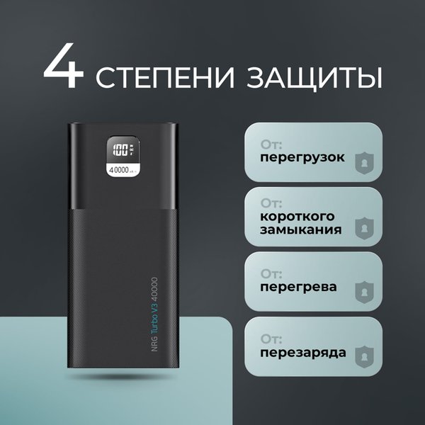 Внешний АКБ NRG Turbo V4 40000 мА-ч, дисплей - Внешний АКБ NRG Turbo V4 40000 мА-ч, дисплей