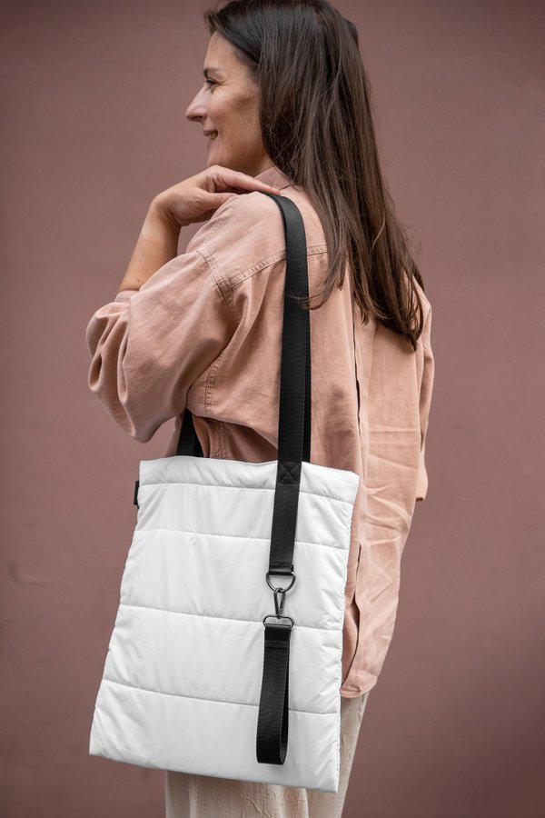 Шоппер Superbag Bubble, стёганый, с магнитной кнопкой - Шоппер Superbag Bubble, стёганый, с магнитной кнопкой (белый с черным)