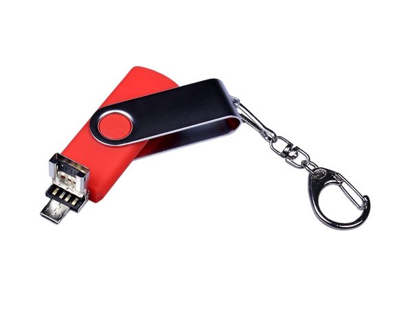 USB 3.0/micro USB/Type-C- флешка на 32 Гб с поворотным механизмом - USB 3.0/micro USB/Type-C- флешка на 32 Гб с поворотным механизмом