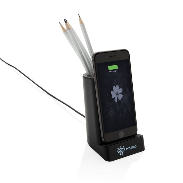 Док-станция Light up для беспроводной зарядки с подставкой для ручек, 5W - Док-станция Light up для беспроводной зарядки с подставкой для ручек, 5W