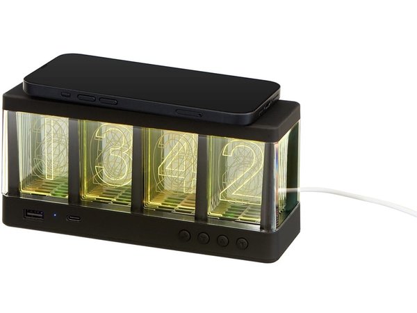 Часы с LED-подсветкой и беспроводной зарядкой «Cyber», 10 Вт - Часы с LED-подсветкой и беспроводной зарядкой «Cyber», 10 Вт