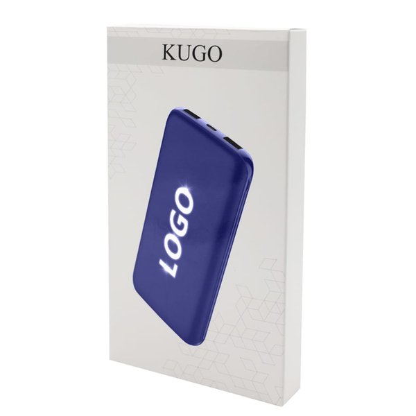 Внешний аккумулятор Kugo, 10000 mAh с подсветкой гравировки - Внешний аккумулятор Kugo, 10000 mAh с подсветкой гравировки, синий