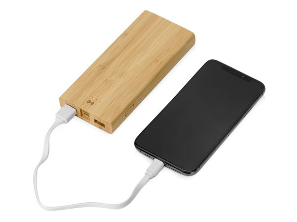 Внешний беспроводной аккумулятор из бамбука «Bamboo Air», 10000 mAh - Внешний беспроводной аккумулятор из бамбука «Bamboo Air», 10000 mAh