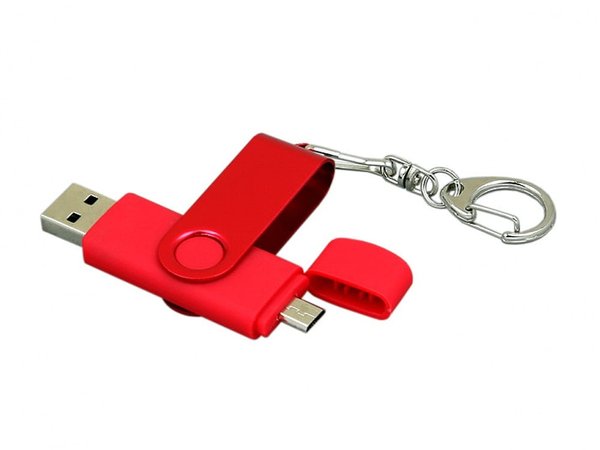 USB 2.0- флешка на 16 Гб с поворотным механизмом и дополнительным разъемом Micro USB - USB 2.0- флешка на 16 Гб с поворотным механизмом и дополнительным разъемом Micro USB