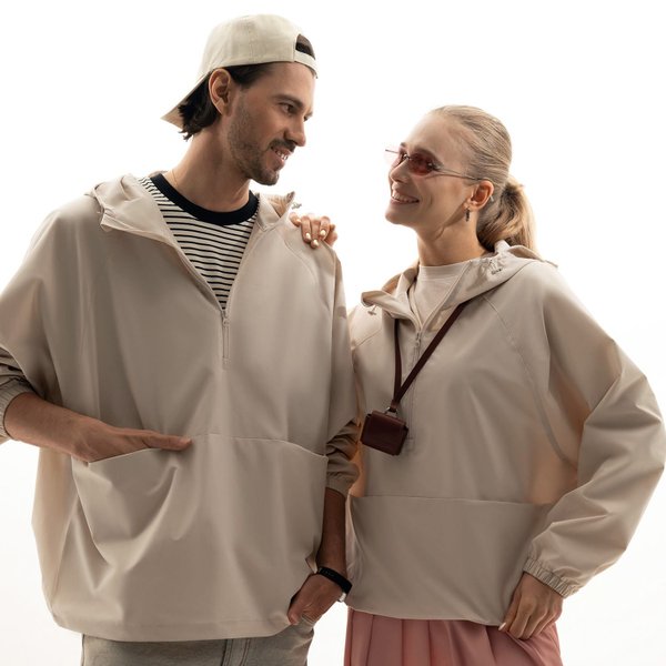 Ветровка (анорак) оверсайз унисекс Риссман (Rissman), бежевая, размер XL/XXL