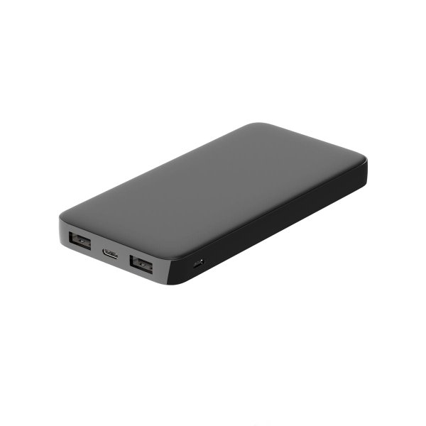Внешний аккумулятор Polus, 10000 Mah, софт-тач покрытие - Внешний аккумулятор Polus, 10000 Mah, софт-тач покрытие, черный