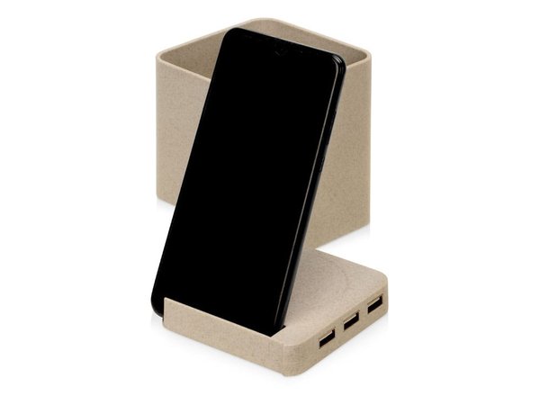 Настольный органайзер Cubic с функциями USB-хаба и беспроводной зарядки - Настольный органайзер Cubic с функциями USB-хаба и беспроводной зарядки