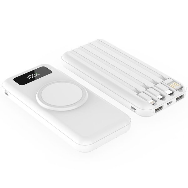 Внешний аккумулятор Authority с беспроводной зарядкой (5W), 10000 mAh - Внешний аккумулятор Authority с беспроводной зарядкой (5W), 10000 mAh, белый