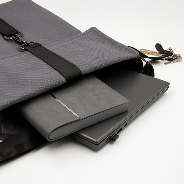 Шоппер Superbag Companion, с тремя отделениями, боковым креплением (карабин) и карманом - Шоппер Superbag Companion, с тремя отделениями, боковым креплением (карабин) и карманом (серый с черным)