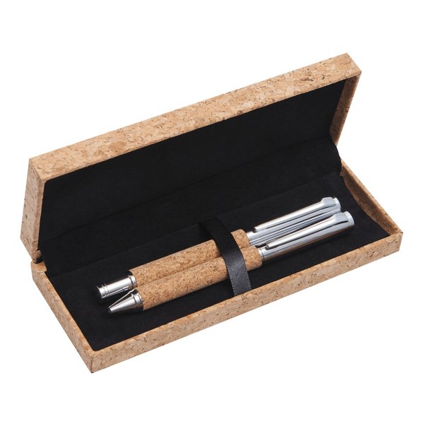 Набор для письма CORK SIGNATURE, коричневый, серебристый - Набор для письма CORK SIGNATURE, коричневый, серебристый