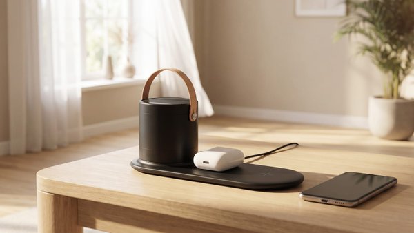 Настольная беспроводная (15W) зарядная станция "Blacksmith" с bluetooth колонкой с подсветкой логотипа - Настольная беспроводная (15W) зарядная станция "Blacksmith" с bluetooth колонкой с подсветкой логотипа черный