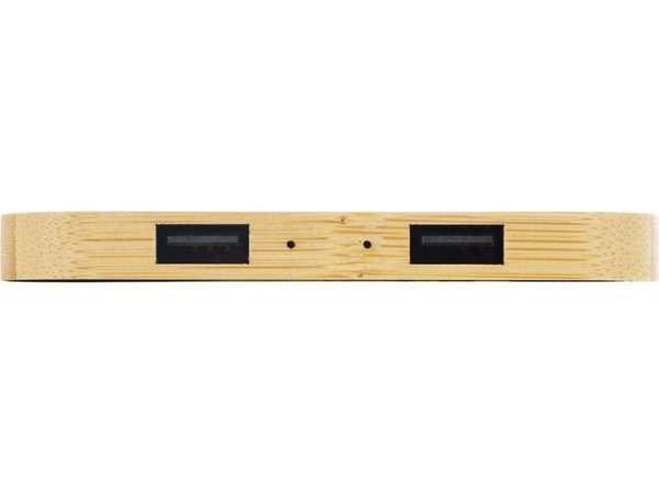 USB-хаб с беспроводной зарядкой из бамбука «Plato», 5 Вт - USB-хаб с беспроводной зарядкой из бамбука «Plato», 5 Вт