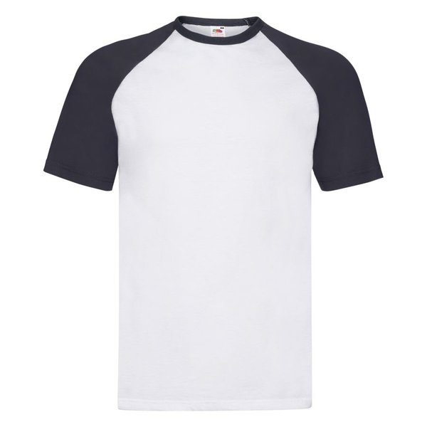 Футболка мужская SHORT SLEEVE BASEBALL T 160 - Футболка "Short Sleeve Baseball T", белый с глубоким темно-синим_2XL, 100% х/б, 160 г/м2