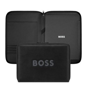 папка для конференций на молнии a4 boss cut out черная и серая