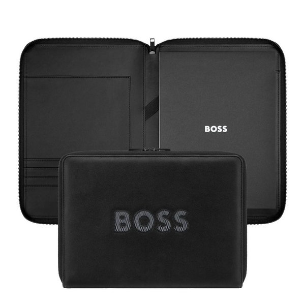 Папка для конференций на молнии A4 Boss Cut Out черная и серая - Папка для конференций на молнии A4 Boss Cut Out черная и серая