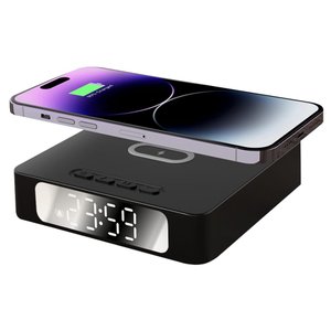 часы с беспроводной зарядкой raven 3в1, черный