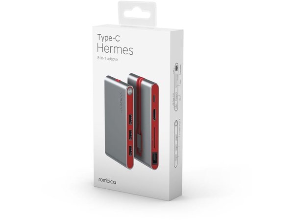 Хаб 8-в-1 Type-C «Hermes», USB 3.0 x 3, Type-C PD, HDMI, LAN, картридер - Хаб 8-в-1 Type-C «Hermes», USB 3.0 x 3, Type-C PD, HDMI, LAN, картридер