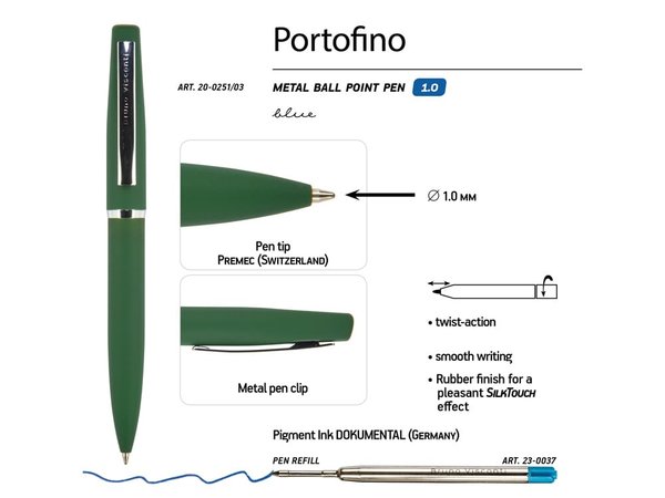 Ручка металлическая шариковая «Portofino» - Ручка металлическая шариковая «Portofino»