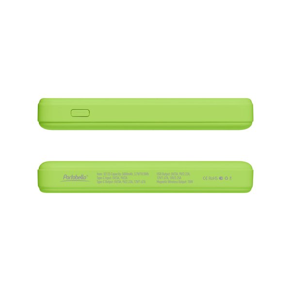 Внешний аккумулятор Ларго PD (Largo PD) 5000mAh с функцией беспроводной зарядки 15W, салатовый
