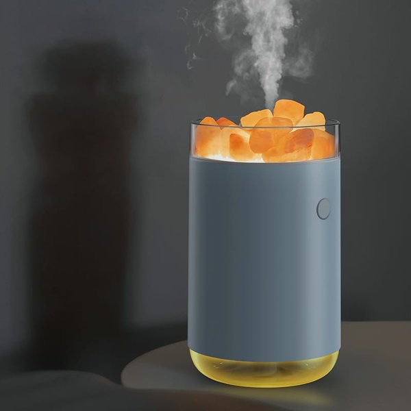 Соляная, светодиодная USB лампа-увлажнитель Aura, белый - Соляная, светодиодная USB лампа-увлажнитель Aura, белый
