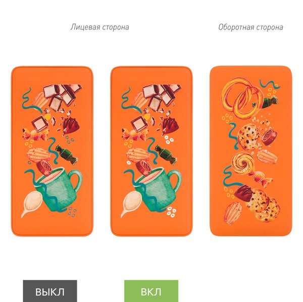 Внешний аккумулятор с подсветкой Анкор Плюс PD (Ancor PD Plus) 10000 mAh, оранжевый