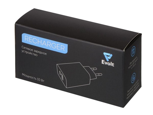 Сетевое зарядное устройство c выходами USB-A и USB-C «Recharger», 10 Вт - Сетевое зарядное устройство c выходами USB-A и USB-C «Recharger», 10 Вт