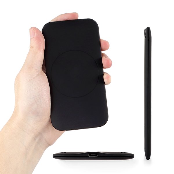 Настольное беспроводное зарядное устройство "Slim SOFTTOUCH" - Настольное беспроводное зарядное устройство "Slim SOFTTOUCH" черный