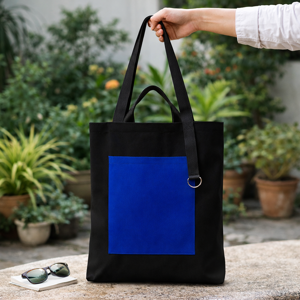 Шоппер Superbag Big Pocket, с карманом на молнии - Шоппер Superbag Big Pocket, с карманом на молнии (черный с синим)