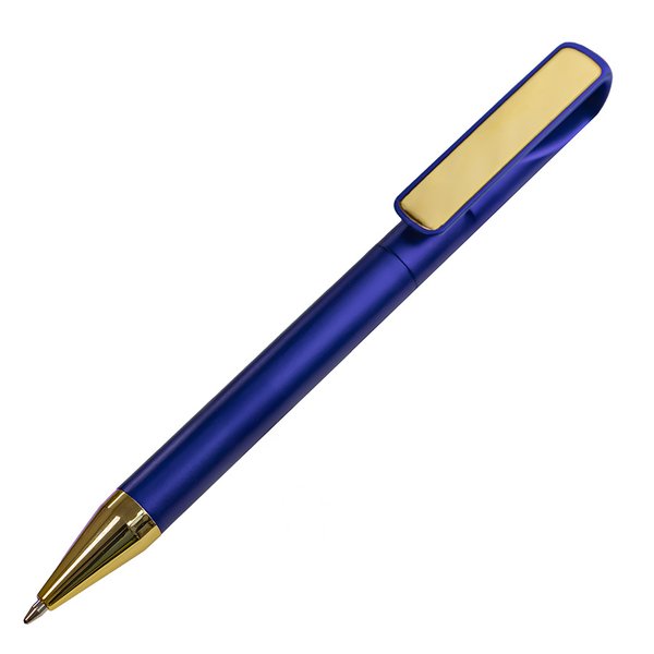 Ручка шариковая GLOSSY GOLD - Ручка шариковая GLOSSY GOLD, синий металлик/золотой, пластик, металл
