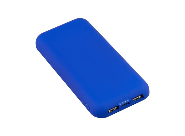 Беспроводное зарядное устройство "Sticky SOFTTOUCH", 10000 mAh с подсветкой логотипа и присосками - Беспроводное зарядное устройство "Sticky SOFTTOUCH", 10000 mAh с подсветкой логотипа и присосками синий