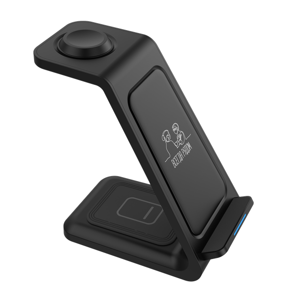 Беспроводное мультизарядное устройство Standy 15W, черный - Беспроводное мультизарядное устройство Standy 15W, черный