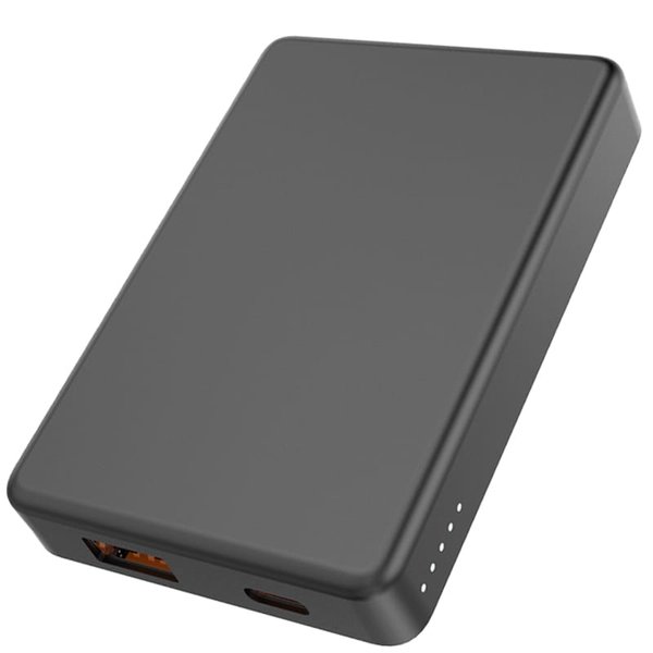 Магнитный внешний аккумулятор Magnetic с беспроводной зарядкой (5W), 5000 Mah, черный - Магнитный внешний аккумулятор Magnetic с беспроводной зарядкой (5W), 5000 Mah, черный