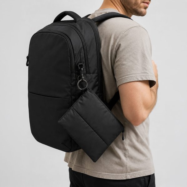 Органайзер для мелочей Superbag Bubble, стёганый, на молнии, с креплением на кольцо-карабин - Органайзер для мелочей Superbag Bubble, стёганый, на молнии, с креплением на кольцо-карабин (черный)