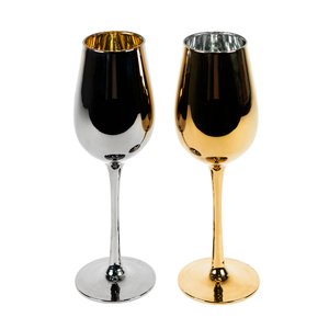 бокалы для вина 2 штуки moon&amp;sun, золотой и серебяный, 22,5х24,8х11,9см, стекло