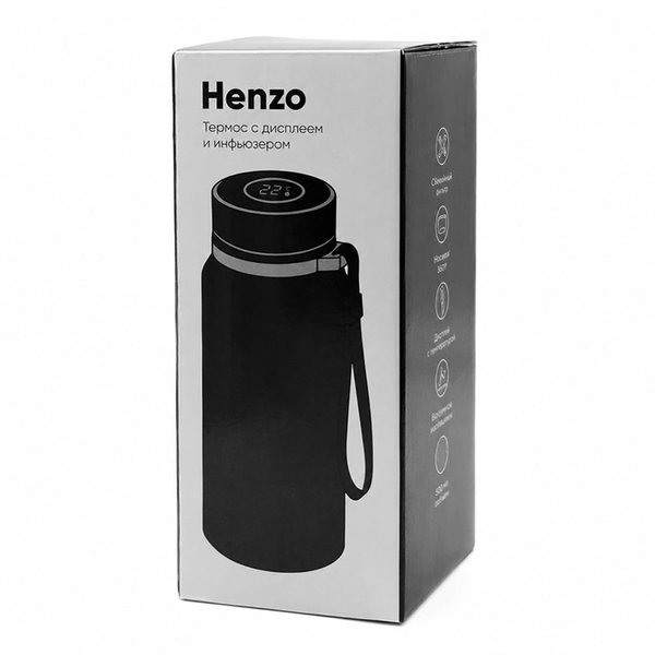 Термос Henzo с дисплеем и инфьюзером - Термос Henzo с дисплеем и инфьюзером, черный.