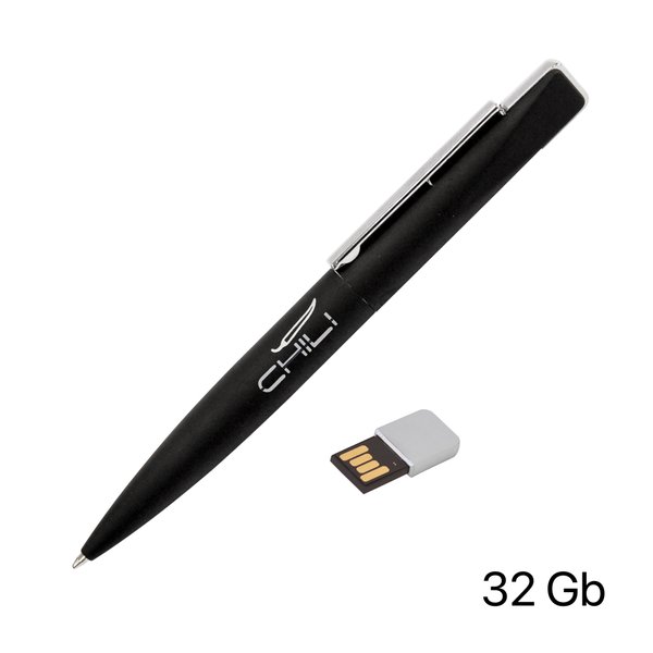 Ручка шариковая "Callisto" с флеш-картой 32Gb, покрытие soft touch - Ручка шариковая "Callisto" с флеш-картой 32Gb, покрытие soft touch черный
